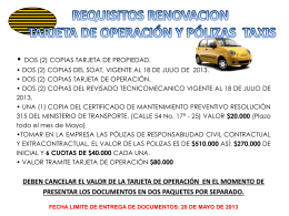 requisitos renovacion tarjeta de operación y pólizas taxis