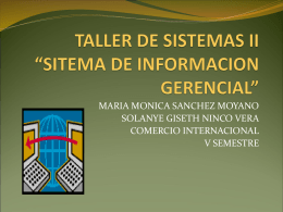 TALLER DE SISTEMAS II “SITEMA DE INFORMACION