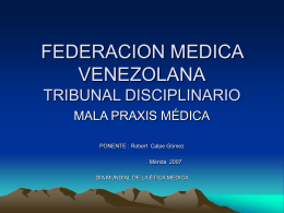 FEDRCION MEDICA VENEZOLANA TRIBUNAL DISCIPLINARIO