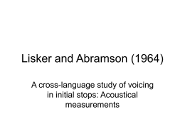 Lisker and Abramson (1964)