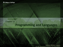Programming Languages - College of DuPage