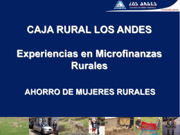 CAJA RURAL LOS ANDES Experiencias en Microfinanzas
