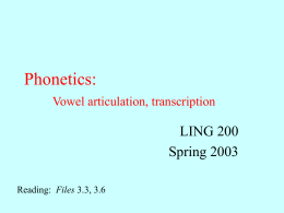 Phonetics - University of Washington