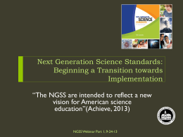 Next Generation Science Standards: Beginning a