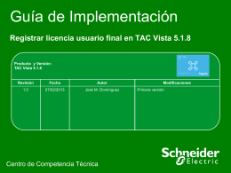 Registrar licencia usuario final en TAC Vista