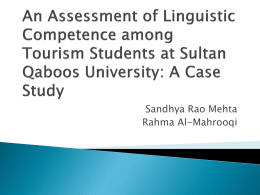 An Assessment of Linguistic Competence among Tourism