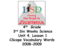 Kinder Science Unit 1 Lesson 1 Vocabulary Words