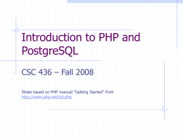 Introduction to PHP and MySQL