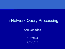 In-Network Query Processing