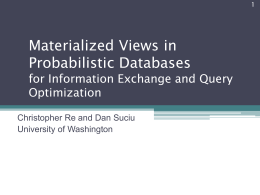 Materialized Views in Probabilistic Databases for