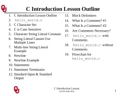 CS1313 C Introduction Lesson