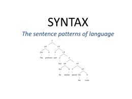 SYNTAX The sentence patterns of language