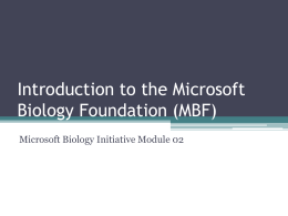 01 Intro to VS2010 and C# - Microsoft Biology Foundation