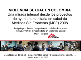 VIOLENCIA SEXUAL EN COLOMBIA Una mirada integral …