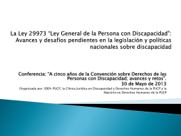 La Ley 29973 “Ley General de la Persona con Discapacidad