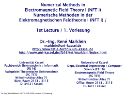 NFT I - WS 2002/03 - Lecture 1 / Vorlesung 1