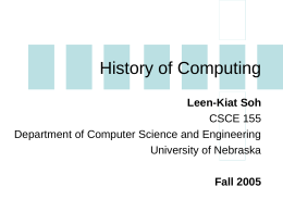 History of Computing - Computer Science & Engineering