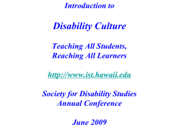 PowerPoint Presentation - Disability Culture: Global and