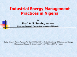 Industrial Energy Management Practices in Nigeria