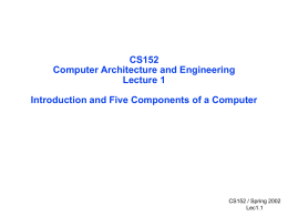 CS151: Introduction and Five Components of a Computer