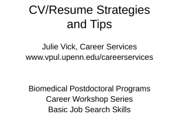 CV / Resume Strategies and Tips