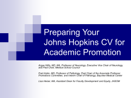 Johns Hopkins CV for Academic Promotion