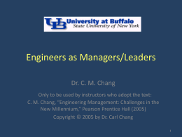 EAS 521 Chapter 6 - Engineers as Managers/Leaders