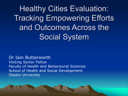 Healthy Cities, Municipal Public Health Planning, Sense of