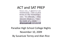 ACT and SAT PREP - Paradise Elementary School