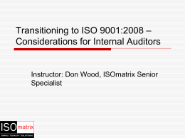 Transitioning to ISO 9001:2008