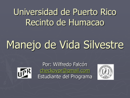 Universidad de Puerto Rico Recinto de Humacao Manejo …