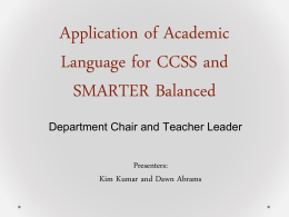 Academic Language for CCSS and SMARTER Balanced