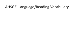 AHSGE Language/Reading Vocabulary