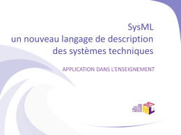 SysML un nouveau langage de description