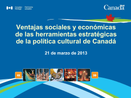 Canada’s socio-economic approach to culture Strategic