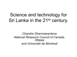 Science, technology and the 21st century: Sri Lanka’s …