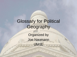 Glossary for Political Geography