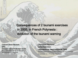 Populations’ alert, especially in case of tsunami