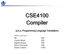 CSE244 Compiler (a.k.a. Programming Language …