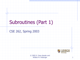 Subroutines (Part 1)