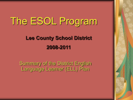 The ESOL Program - School District of Lee County
