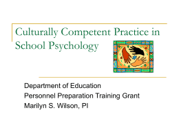 Culturally Competent Practice in School Psychology