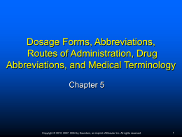 Chap 5 Dosage Forms, Routes of Administration