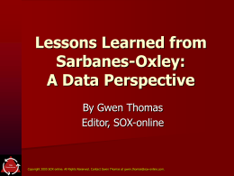 Lessons Learned from Sarbanes