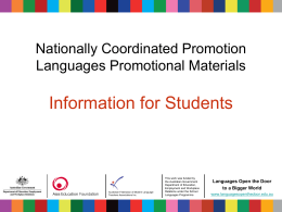 Nationally Coordinated Languages Promotional Materials