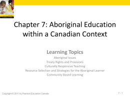 Chapter 7: Aboriginal Education within a Canadian Context