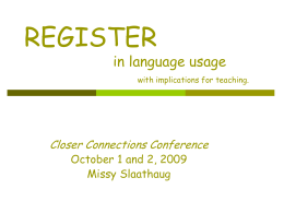REGISTER in language usage with thoughts on …