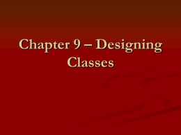 Chapter 3 – Implementing Classes