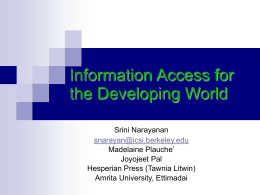 Information Access for the Developing World