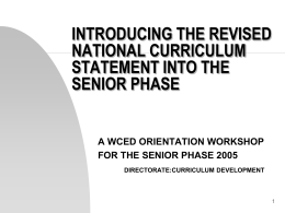 INTRODUCING THE REVISED NATIONAL CURRICULUM …